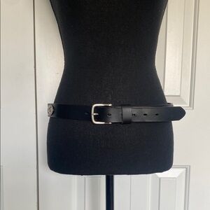 Michigan State University Stylish Black & Silver Top Grain Leather Belt Size 34